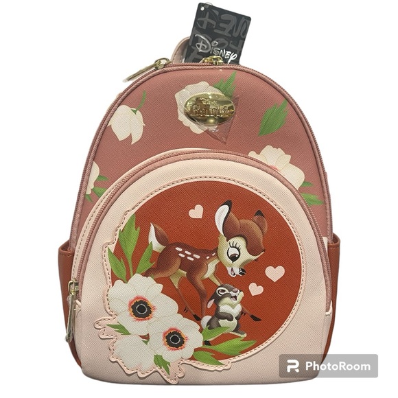 Her Universe Handbags - Disney Bambi Thumper & Bambi Watercolor Portrait Convertible Mini Backpack